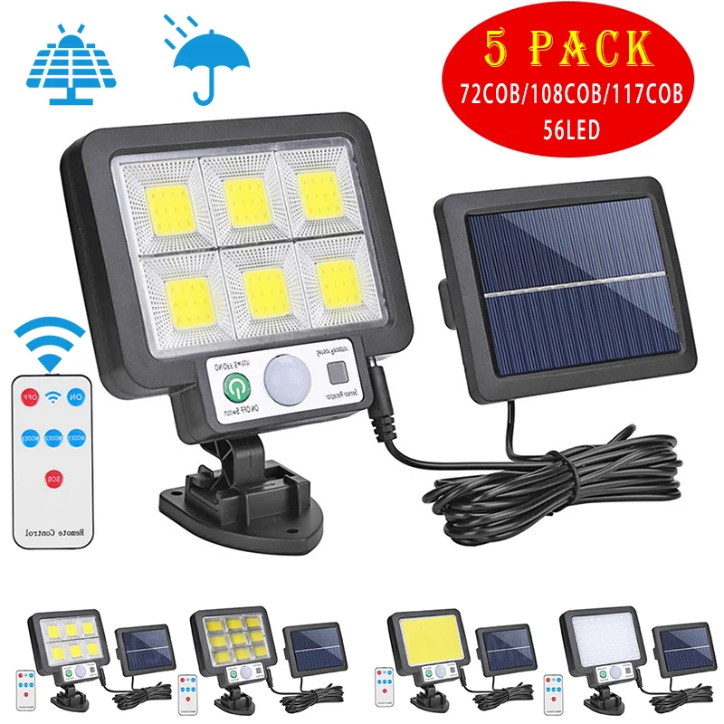 Led Cob Solar Powered Light Outdoor Rip Motion Sensor Luce Solare Lampada Di Sicurezza Stradale Di Emergenza A Parete Impermeabile Per Giardino