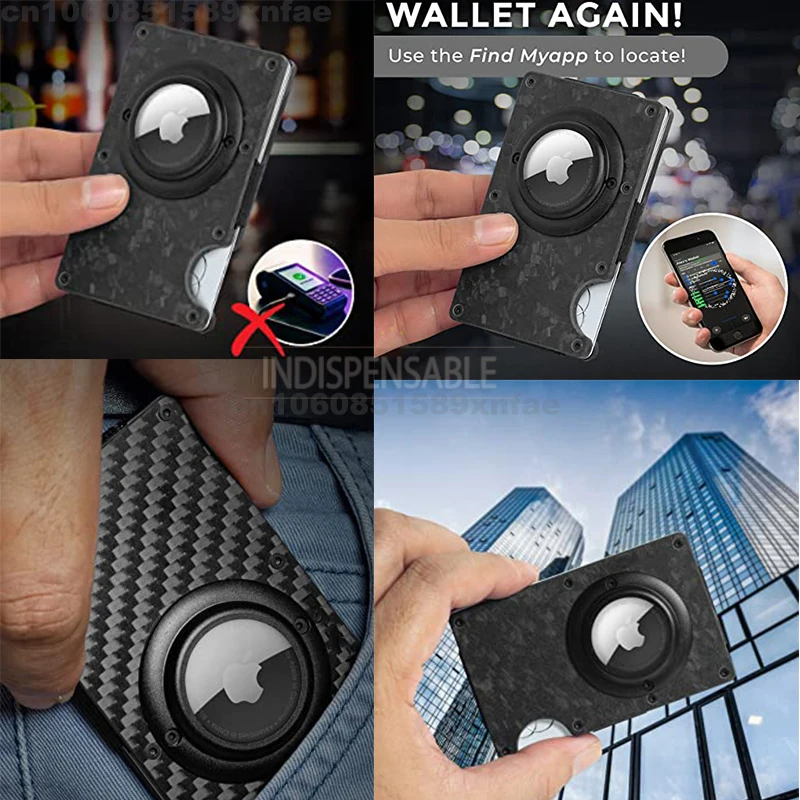 Forged Carbon Fiber Airtag Card Bag Original Design RFID ID Credit Card Holder Business Men Wallet Women Minimalist Smart Wallet