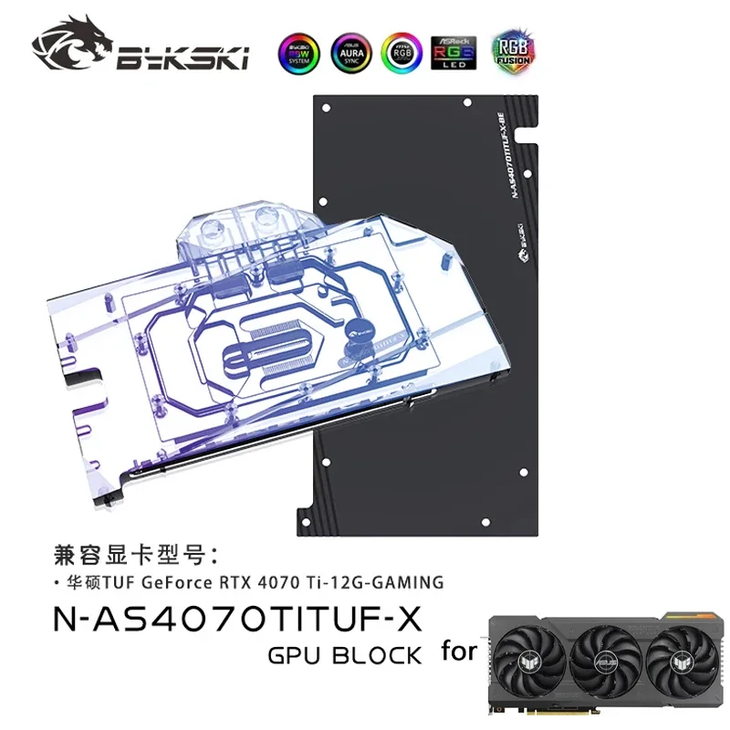 Bykski Gpu Block Uso Per Asus Tuf Rtx 4070Ti 12G Gaming / 4070 Super Dual Video Card Radiatore Di Raffreddamento Ad Acqua N-As4070Tituf-X