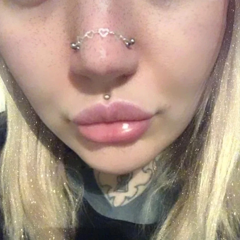 Double Nose Piercing Chain Nose Chain for Nostril Piercing Stainless Steel Stud Decoration Earring Women