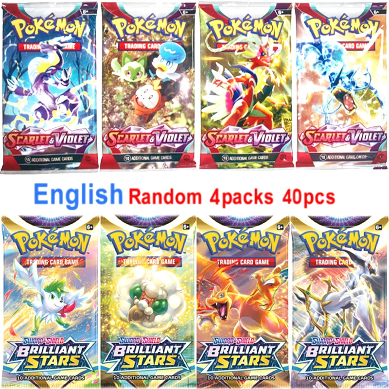 

40PCS Pokemon Cards SCARLET&VIOLET BRILLIANT STARS GX Vmax EX Mega Energy Shining Game Carte Battle Trading Collection Card Gift