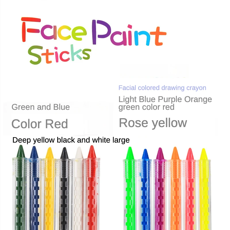 6-color Push Stick Crayon Face Paint Set Drawing Colors To Paint