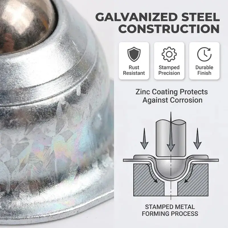 Galvanized Swivel Ball Caster Wheel Universal Round Wheel for Machinery Trolleys Furniture Hardware Assembly Line Skate Wheels image 5