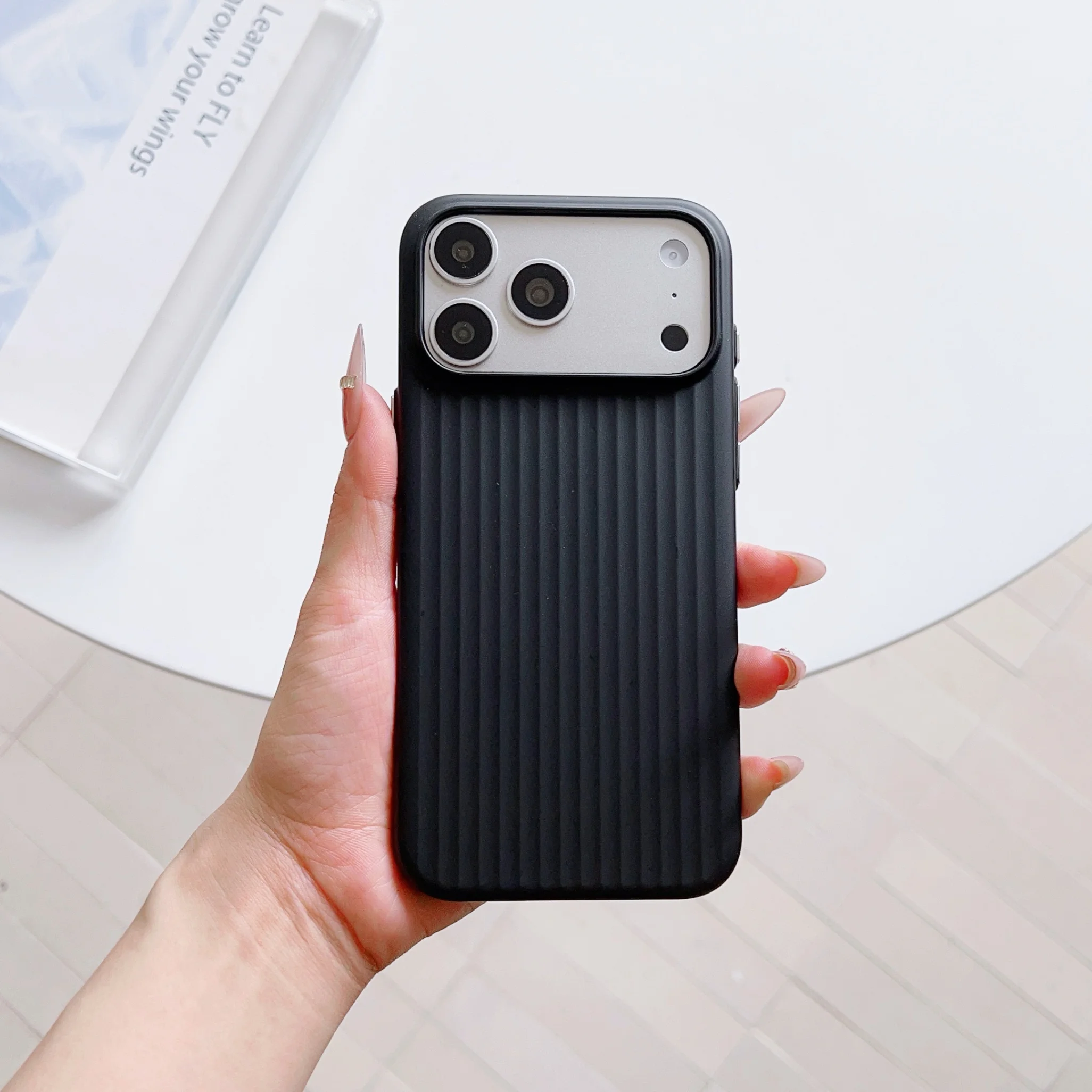 Slim Matte Striped Minimalist Luxury Phone Case with Wireless Charging & Shockproof Protection
