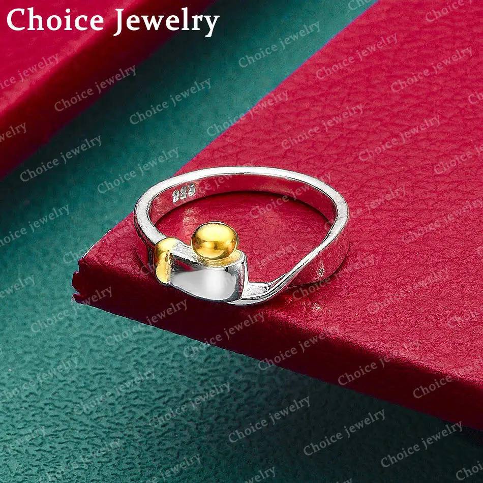 Anelli con perline in argento sterling 925 e oro per uomo e donna, anello alla moda, fede nuziale, gioielli con ciondoli, accessori.