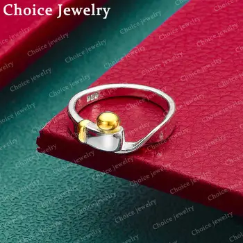 Anelli con perline in argento sterling 925 e oro per uomo e donna, anello alla moda, fede nuziale, gioielli con ciondoli, accessori.