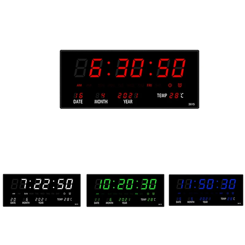 LED Perpetual Calendar Electronic Clock Digital Wall Clock Alarm Hourly Chiming Temperature Table Clocks Home Office