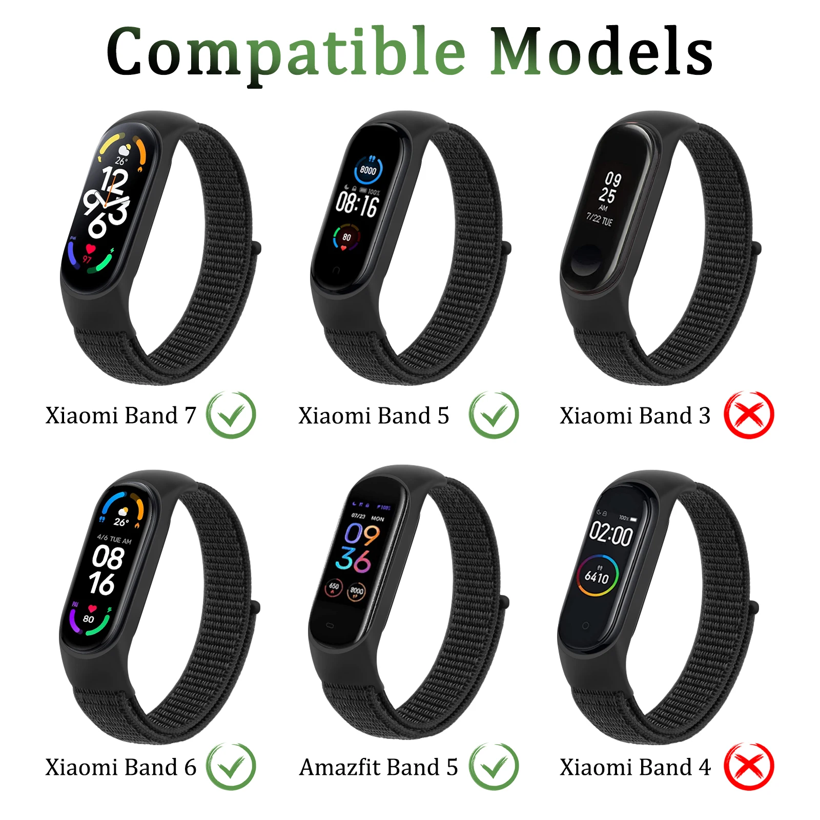 Adjustable Nylon Strap Wristband - Smartwatch Accessory Bracelet Replacement