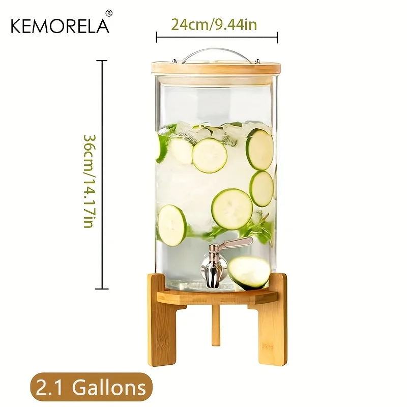موزع مشروبات زجاجي بسعة 5 لتر مع حامل - موزع مشروب...