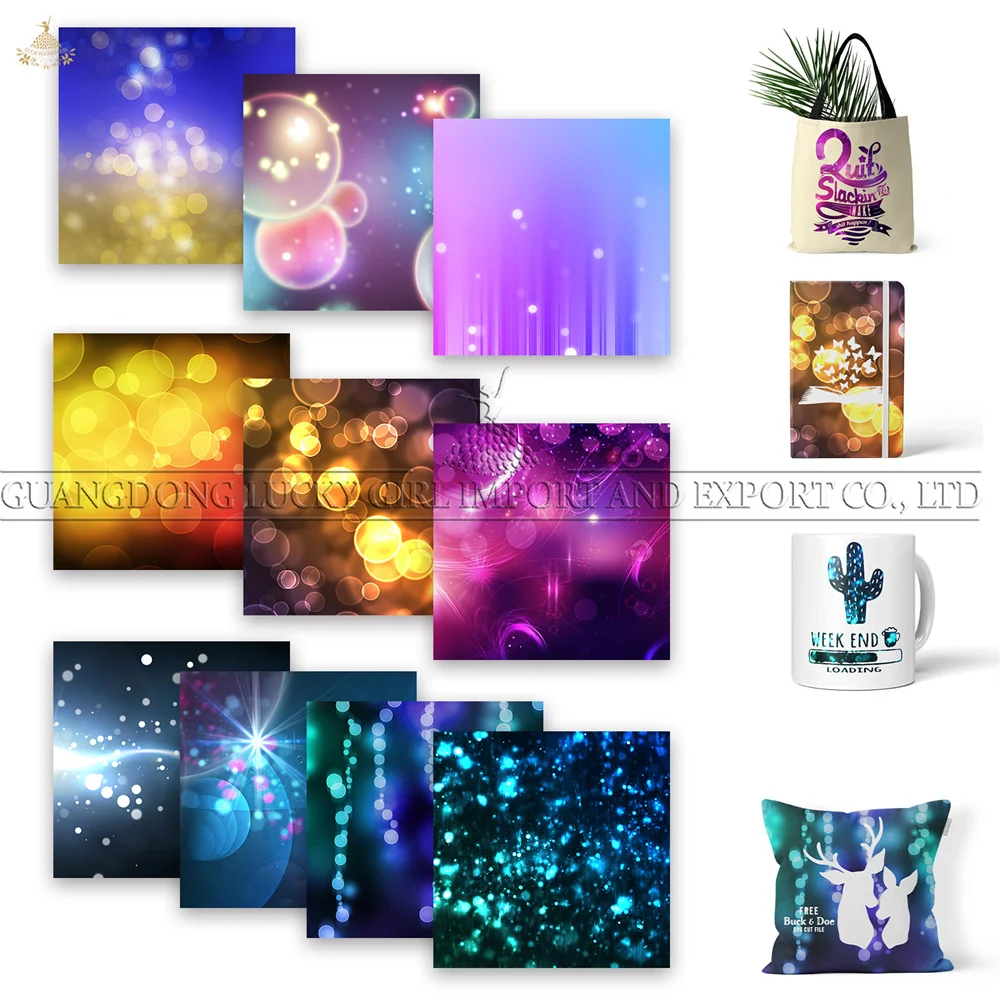 

Lucky Goddness Flash Starry Sky Infusible Transfer Ink Sheets 10 Pcs 12*12 In Sublimation Transfer Ink for Mug Press T-Shirt Cup