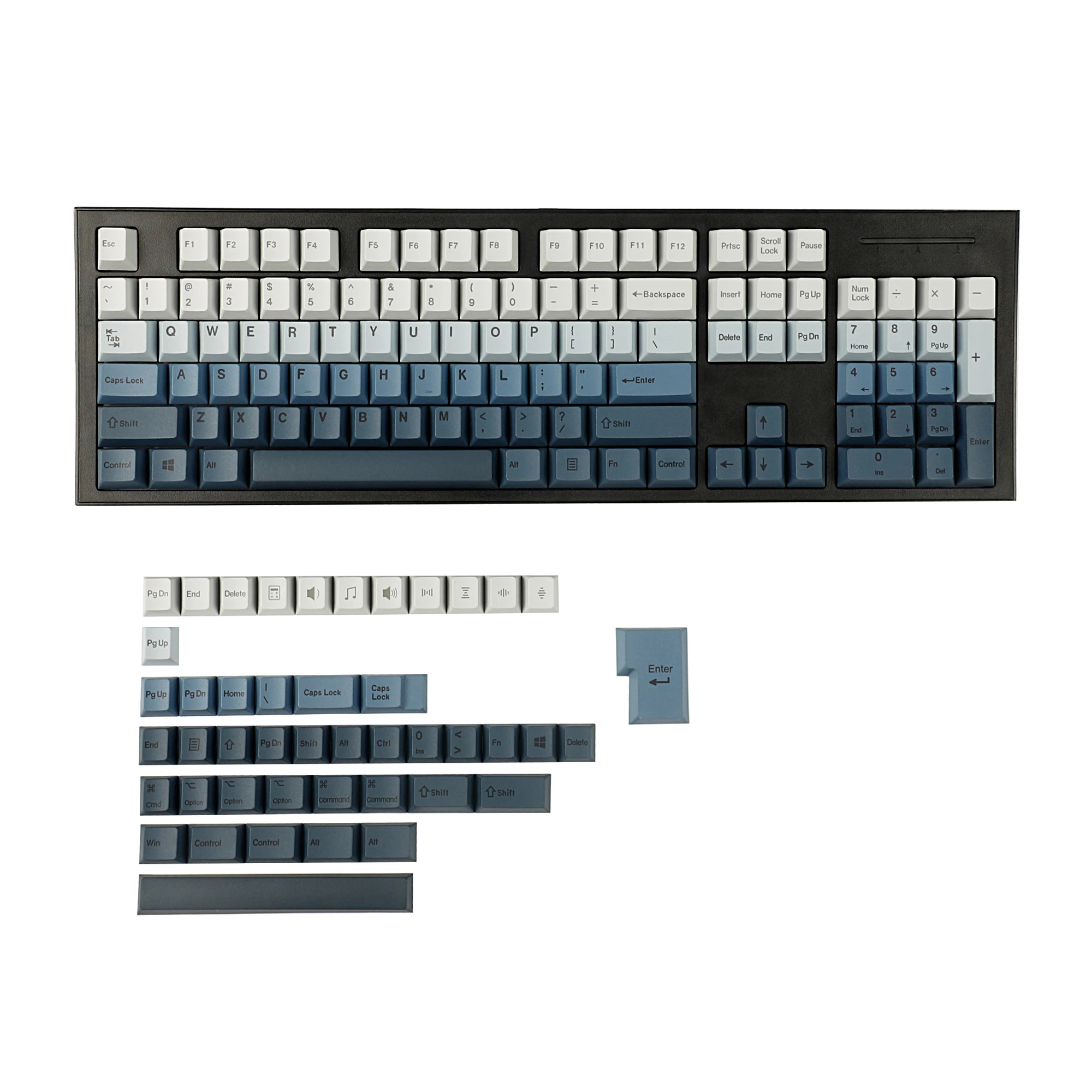 Keycaps de Gradiente Pbt para Teclado Mac Perfil Cereja Dye Sub Ansi Iso 104 Tkl Gk61 96 75 Gmmk Ncr80 mx Espessura de 17 mm