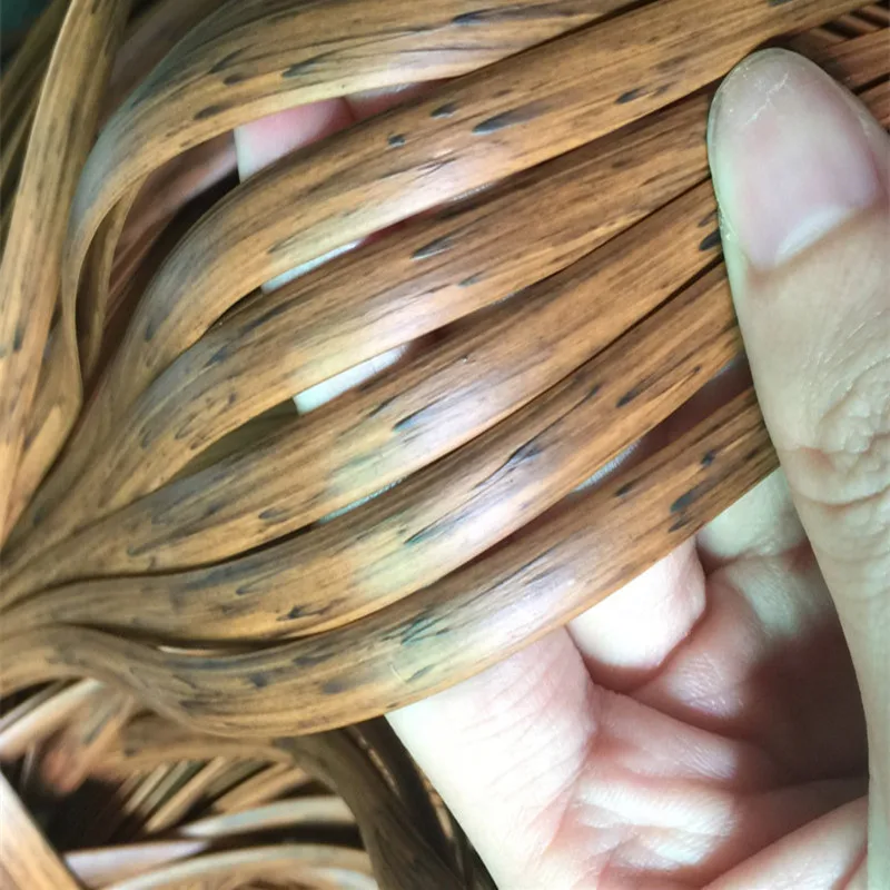 Wood Grain Color/Brown Printing Gradient Flat Synthetic PE Rattan Weaving Material Plastic Rattan for Knit And Repair Chair Ect