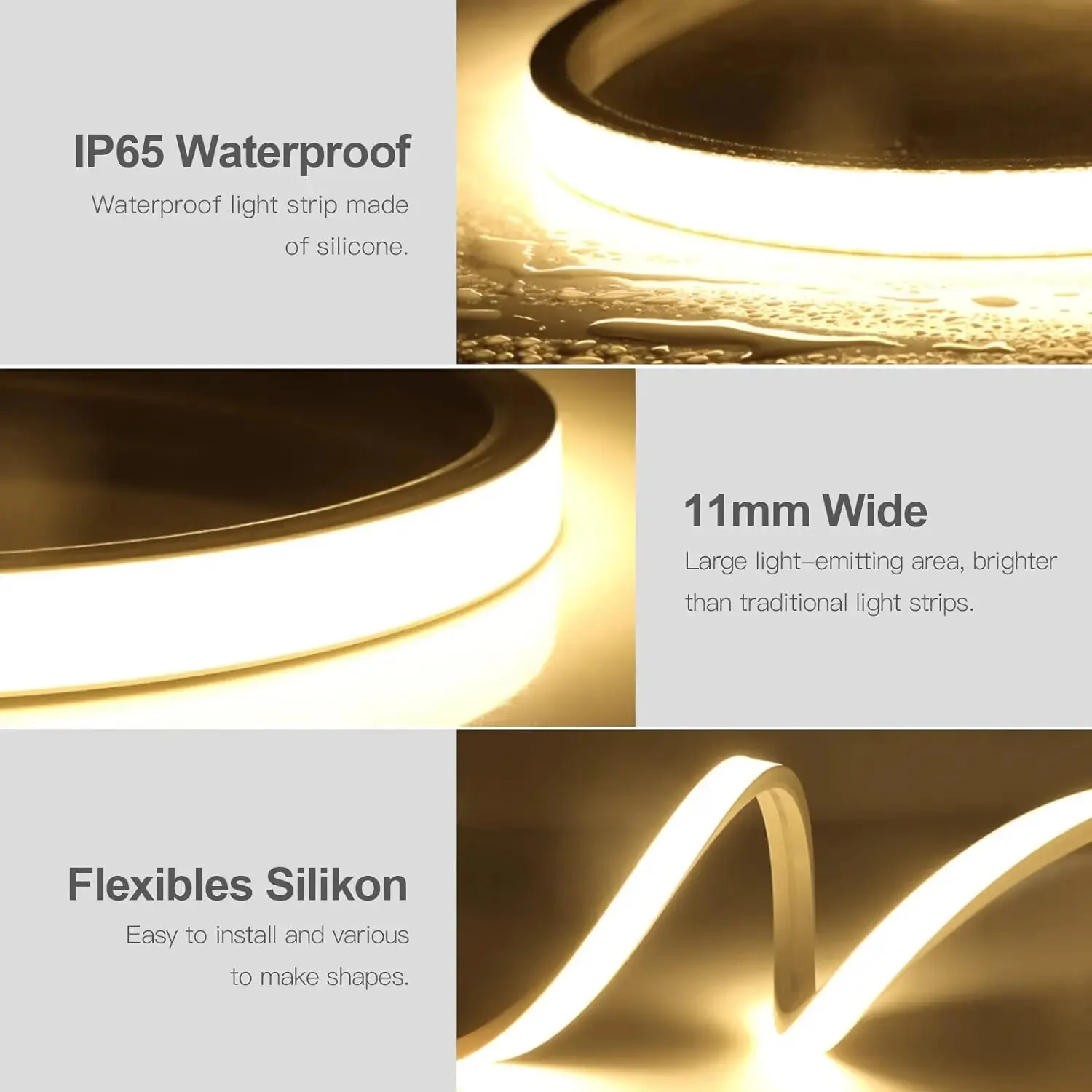 LED Strip Light 1m/2m/3m Waterproof 5V USB COB Flexible Dimmable for Indoor and Outdoor Bedroom