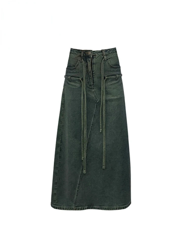 

Women's A-line Long Skirts White Y2k Korean Style Elegant Vintage Blue High Waist Midi Skirt Harajuku Streetwear Summer Clothes