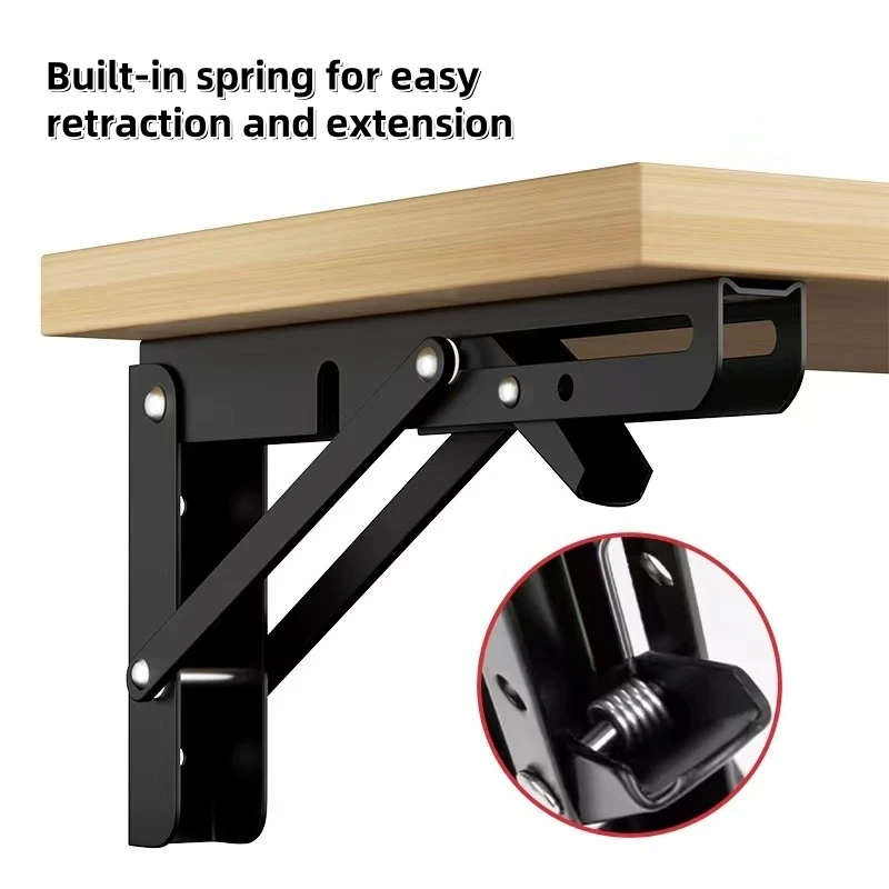2PCS Triangle Folding Angle Shelf Bracket Collapsible Shelf Bracket for Table Work Bench Wall Mounted