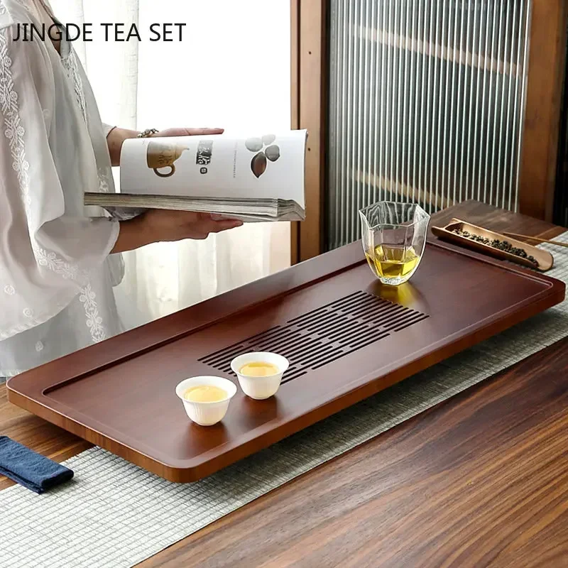 High Quality Bamboo Tea Tray Household Drawer Water Storage Drainage Tray Chinese Tea Set Supplies Tradition Teaware Tea Table