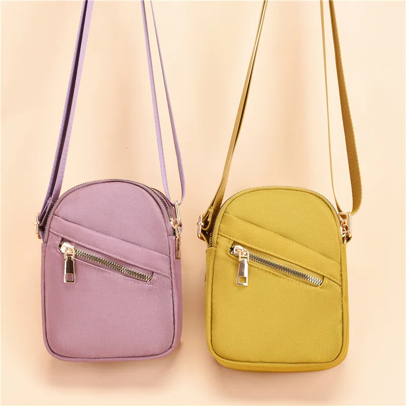 

Mini Canvas Crossbody Bag Purse Clutch Ladies Nylon Zipper Mobile Phone Bag Fashion Handbag Women Casual Small Shoulder Bag