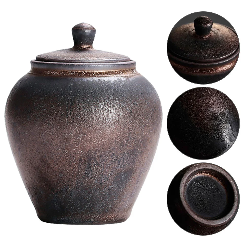 

Ceramic Tea Jar Vintage Japanese Style Storage Jar Tea Tin Airtight Tea Jar Kitchen Canister
