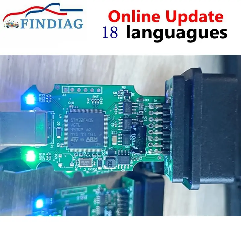 

Онлайн обновление V24.7.0 V2 новый чип STM32F405VGT6 интерфейс OBDII электрические тестеры K line Поддержка 18 языков неограниченные Жетоны