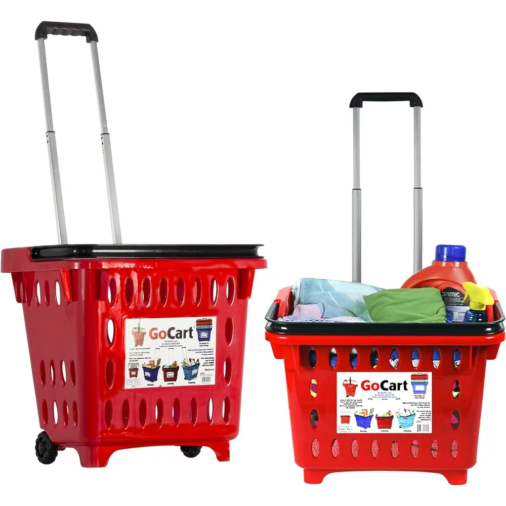 

Продукты dbest GoCart, красная корзина для продуктов, корзина для белья на колесах