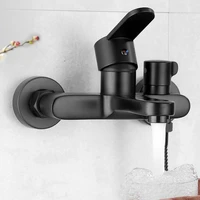 ก๊อกน้ําอ่างอาบน้ํา ก๊อกน้ําอาบน้ําสีดํา วาล์วผสม เปิดด้านข้าง ก๊อกน้ําสามตัว ก๊อกผสมร้อนและเย็น อุปกรณ์ห้องน้ํา 3