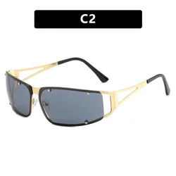 Futuristic Large Frame Sunglasses with Personalized Hollow Rivets (A2)