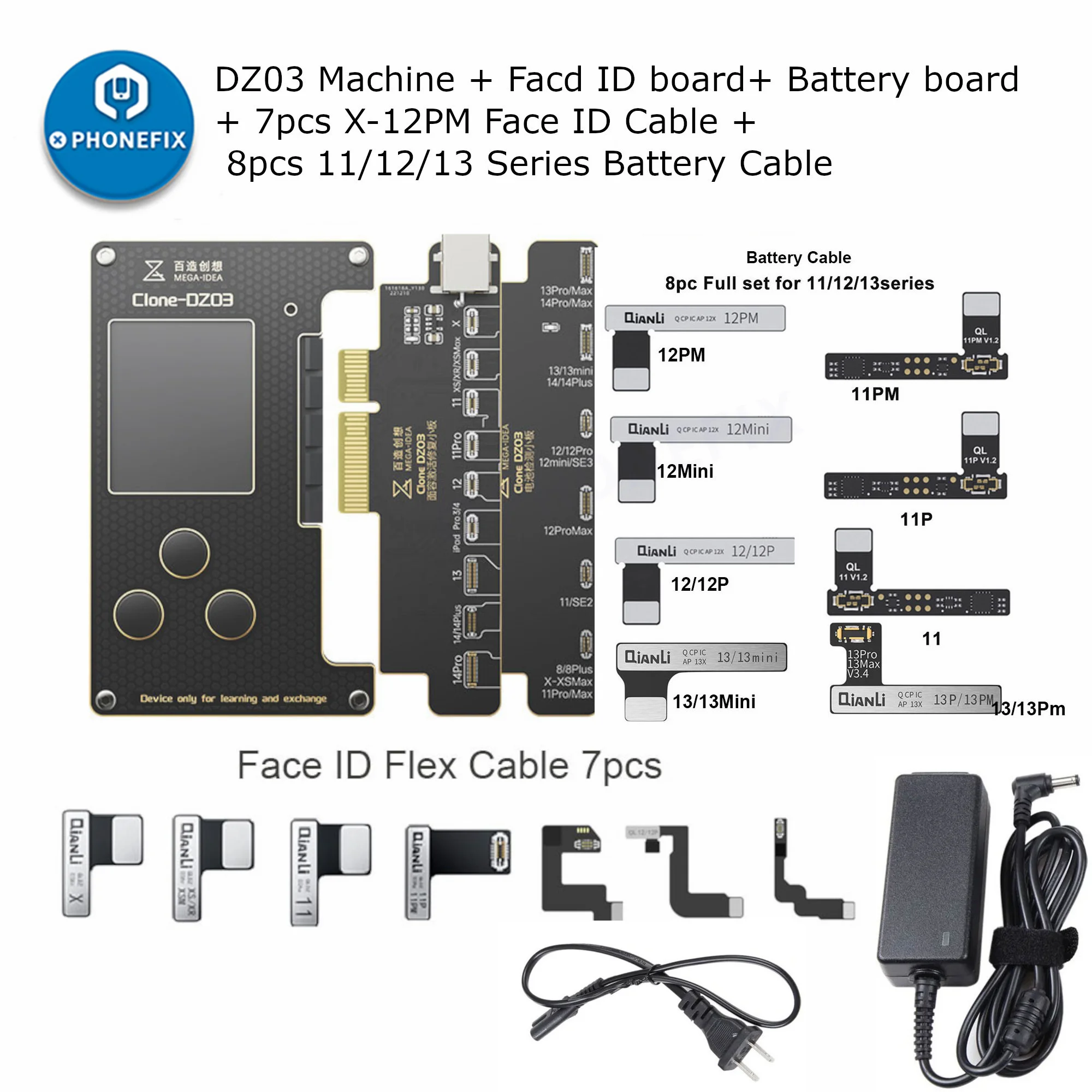 

QIANLI Clone DZ03 Face ID Battery Programmer No Dismantling Repair Instrument for IPhone X- 14 Pro Max Face ID Battery Repair