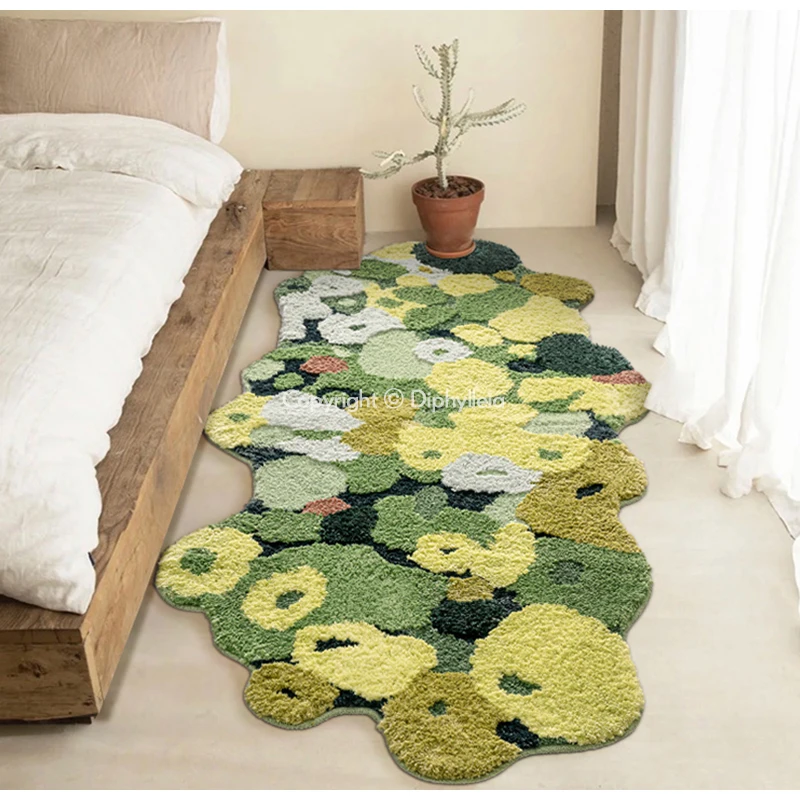 Moss Carpet, 3d Irregular Carpet, Flower Forest Daisy Grass Moss Carpet,  Living Room Bedroom Home Aesthetic Decorative Floor Mat