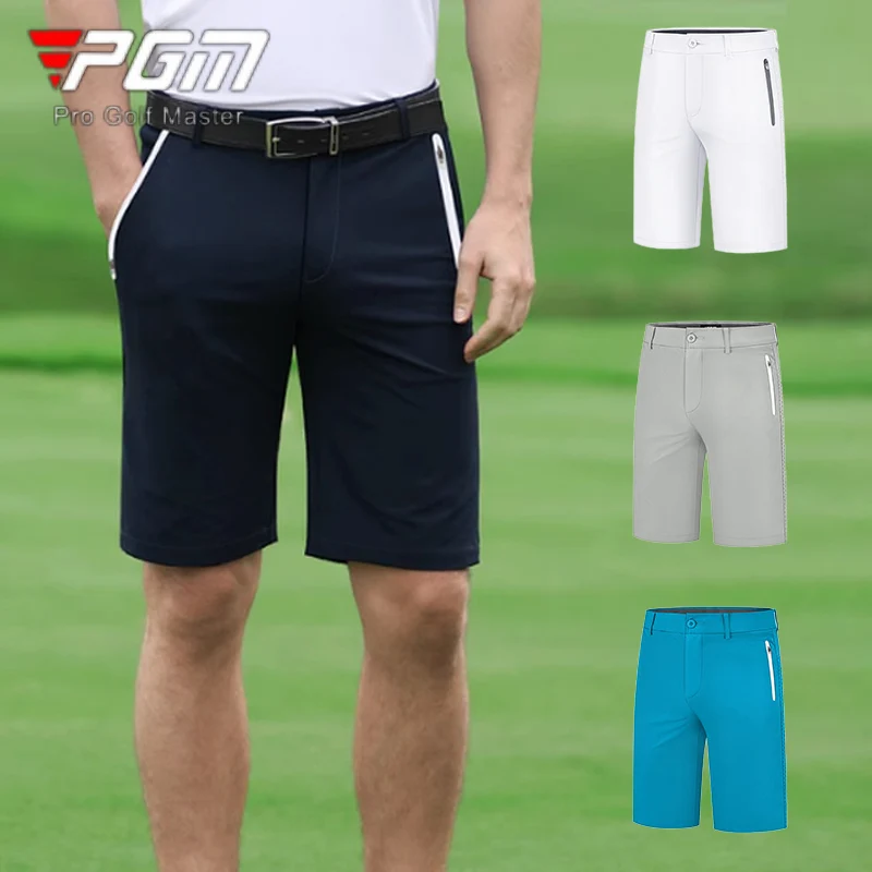 

PGM Summer Men Breathable Quick Dry Golf Shorts Male Elastic Mid-waist Athletic Trousers Men Sweat Absorption Zipper Golf Shorts