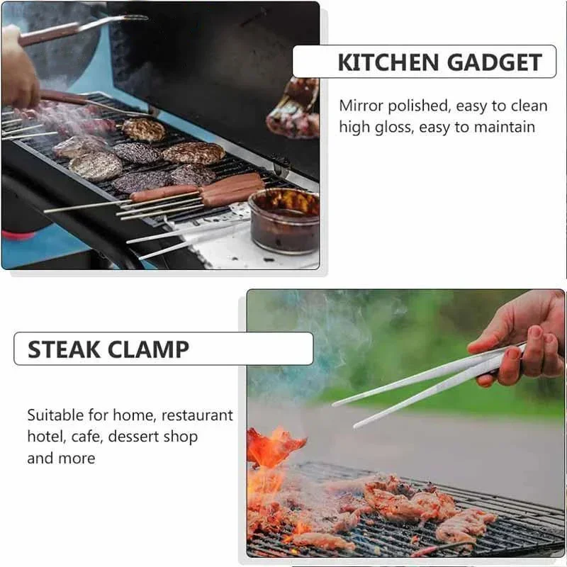 Barbecue Tongs Multifunction Food Tongs Clip Stainless Steel BBQ Tool
