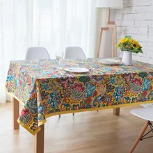 

Cotton Tablecloths, Waterproof Table Covers Totem National Style Yellow Dining Table Coffee Table Deco