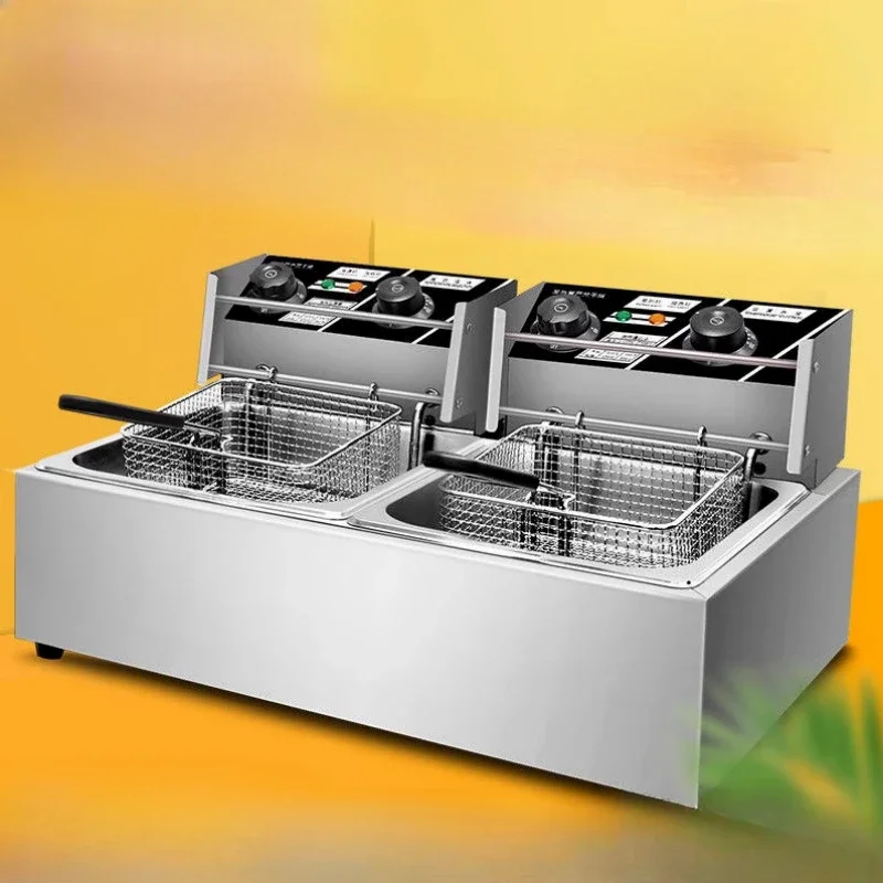220V10l Stainless Steel Commercial Electric Frit Use Stove Single Cylinder Smokeless Chicken Dough French Fries Fryer Machine 4