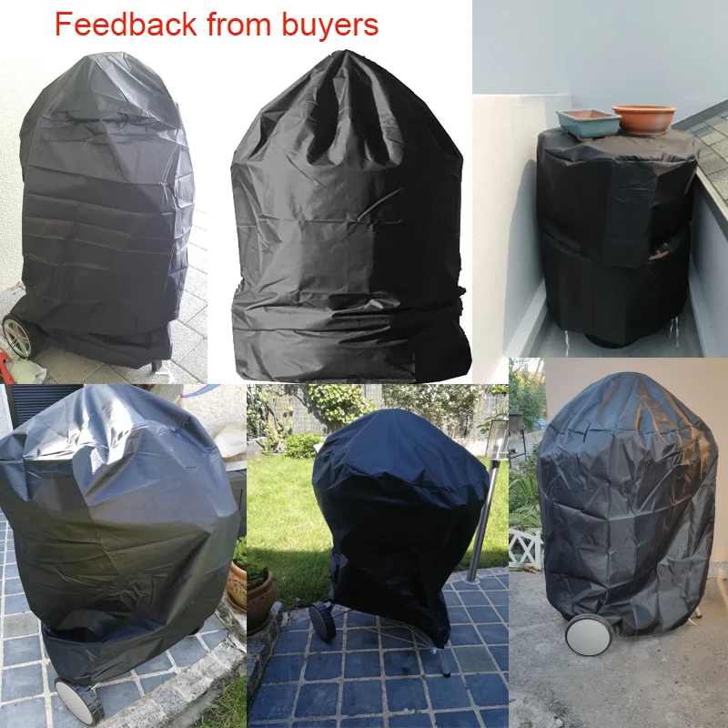 24.5" Black BBQ Grill Protective Cover,Dome Smoker Cover, Outdoor Barbecue Grill Coat, Custom Made Available 5