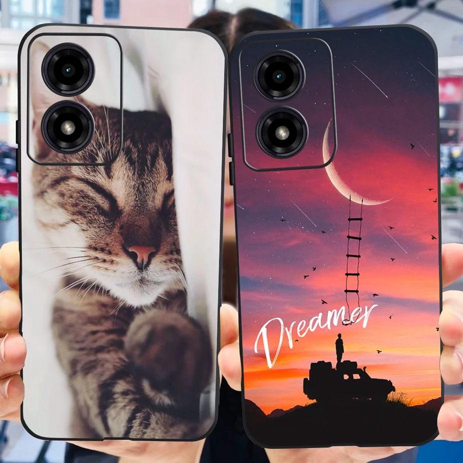 Cute Cat and Butterfly Painted Soft TPU Phone Case - Stylish Protective Cover