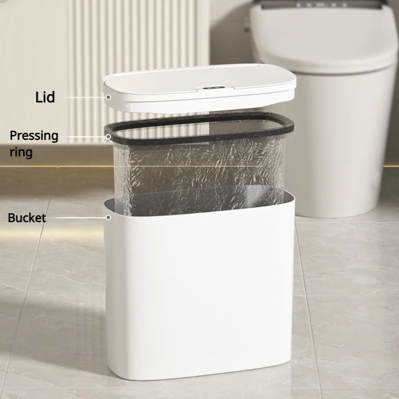 14L Bathroom Smart Trash Can Wall Mounted Waterproof Garbage Bin Automatic Sensor Wastebasket Narrow Dustbin for Kitchen S1ad96675d4f145bb9155dd10df4fe00b3