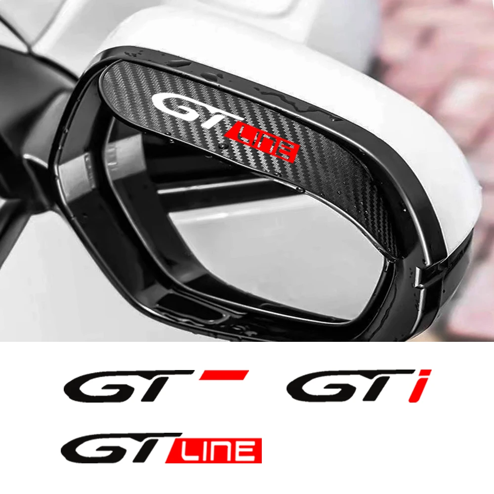 2Pcs Carbon Fiber Car Rearview Mirror Eyebrow Rain Cover For Peugeot GT Line GTI 206 207 307 308 408 508 2008 Car Accessories