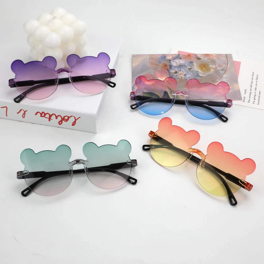 Children Cute Bear Shape Gradient Sunglasses Fashion Outdoor UV400 Sunglasses Baby Girls Sun Protection Glasses Kid Sun Glasses children sunglasses,kids sunglasses,fashion sunglasses