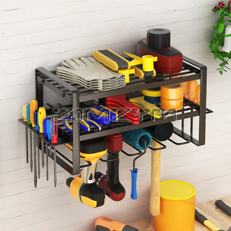 Electric Drill Tool Holder Wall Mount Power Tool Rack Organizer Wrench Tool Workshop Screwdriver Power Storage Shelf Accessories 6