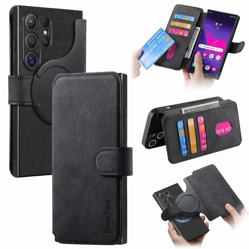 Elegant Magnetic Flip Phone Case with Card Holder Feature