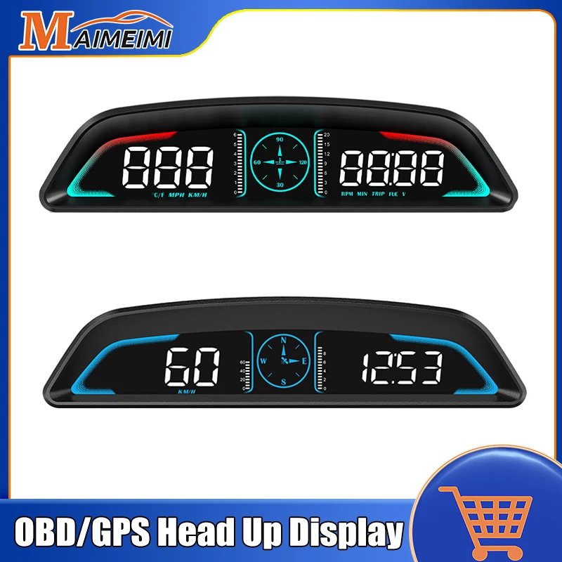 Cheap Maijaibao OBD GPS HUD P3 Head Up Display Auto GPS Speedometer Slope  Meter Tachometer Alarm