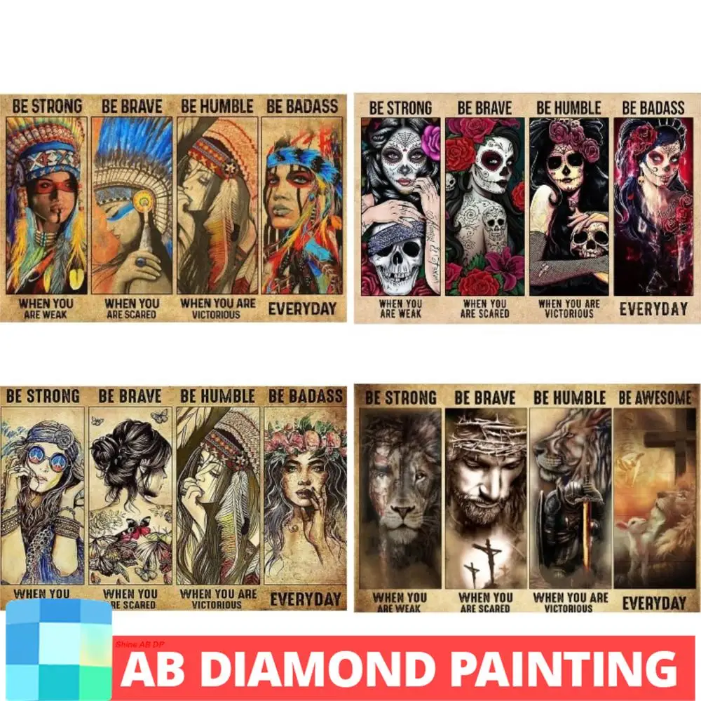 Ab Northern Lights Diamond Painting Incoraggia Le Citazioni Sii Forte Be Awesome Be Brave Wall Art Ricamo A Mosaico Completo