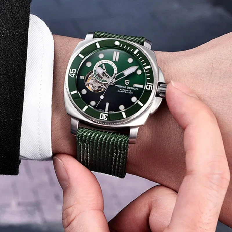 Pagani Design For Men Watch Seiko Nh39 Orologio Da Polso Automatico Con Scheletro In Cristallo Zaffiro Meccanico 200M Diver Montre Automatique