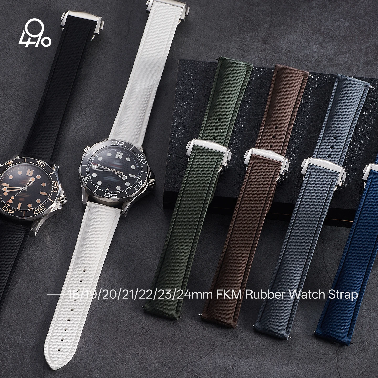 Enhanced Quick Release Universal FKM Rubber Watch Strap, Multi-Size Adjustable Bracelet