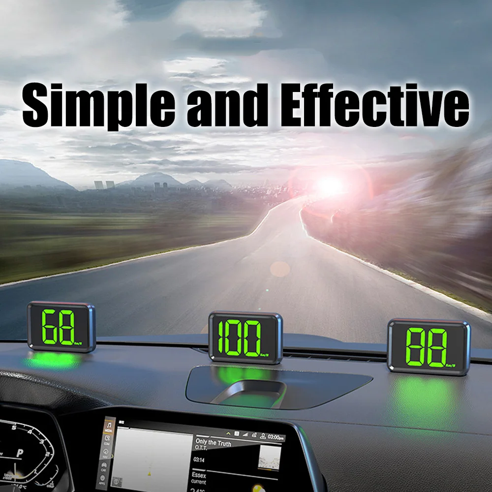 GPS HUD 속도계 유니버설 X1 HUD 디지털 자동차 헤드업 디스플레이 화이트 그린 라이트 디스플레이 대형 글꼴 USB 플러그 KMH MPH 미터