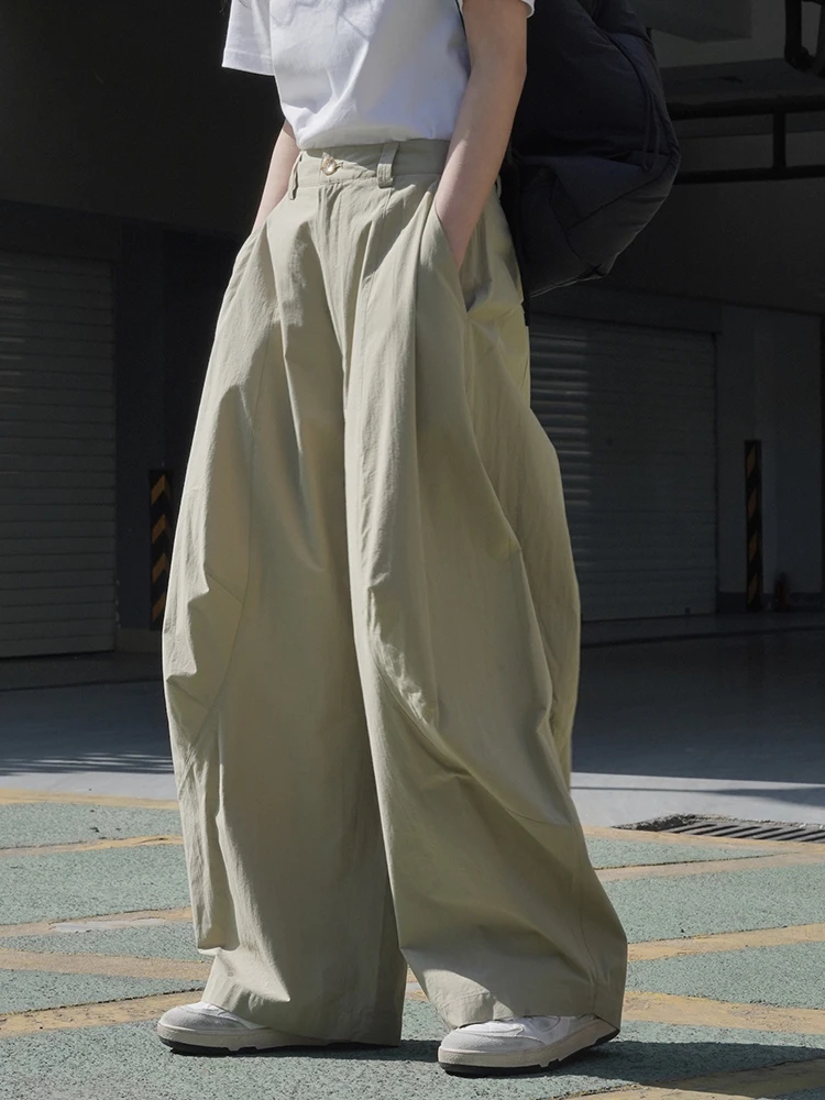 [LANMREM Fashion Wide Leg Pants For Women High Waist Solid Lantern Trousers Korean Style Clothing 2024 Spring New 26D8784