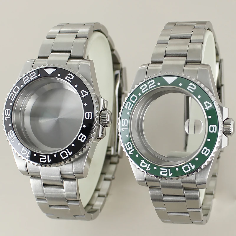 40mm Watch Case Watchband Parts 316L Stainless Steel For Seiko NH35 NH36 NH38 NH34 Miyota 8215 ETA 2824 Movement 28.5mm Dial GMT