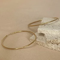 Stainless Steel 12-70mm Minimalist Big Circle Hoop Earrings for Women Trendy Gold Color Metal Smooth Round Earring Jewelry 3