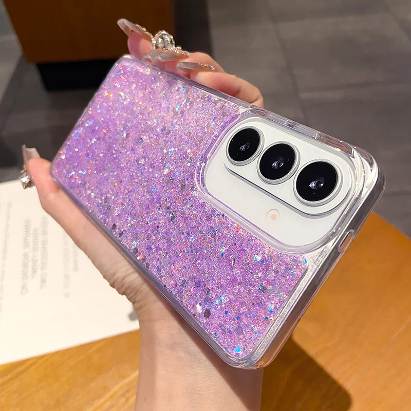 Elegant Glitter Girl Epoxy Phone Case with Luxury Aesthetic Design