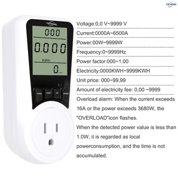 YICHENG Watt Meter,Plug-in Socket Power Meter,Overload Protection