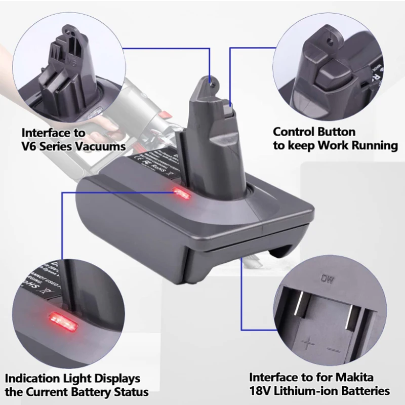 Makita 18V To Dyson V6, DC58 & DC59 Battery Converter / Adapter – Click  Home Express Pty Ltd